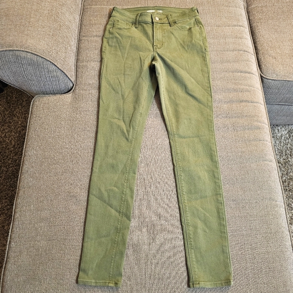 Old Navy Rockstar Super Skinny Olive Green Mid-Rise Casual Denim Jeans Size 4